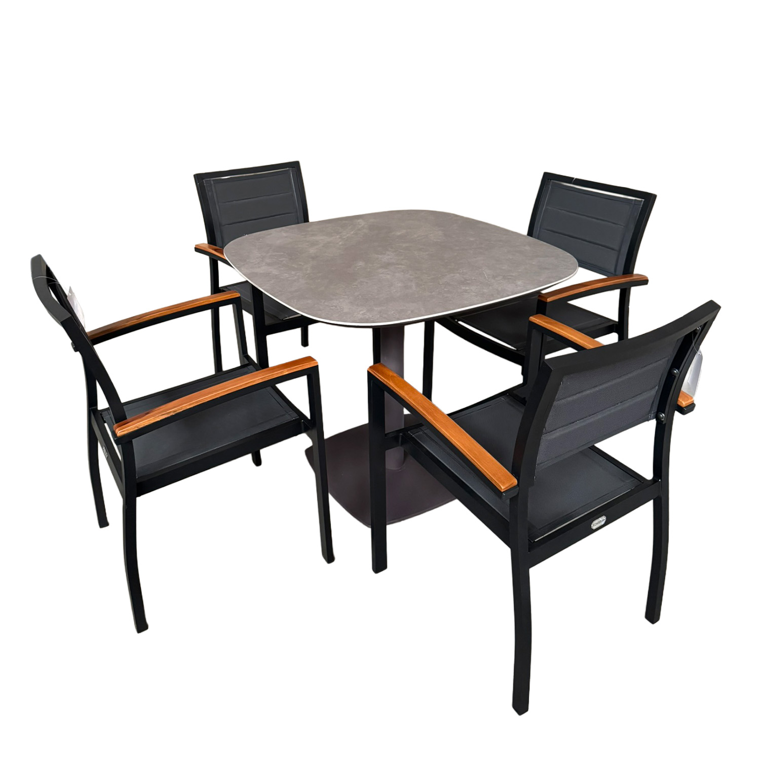 Set mesa cuadrada de aluminio y sillas día