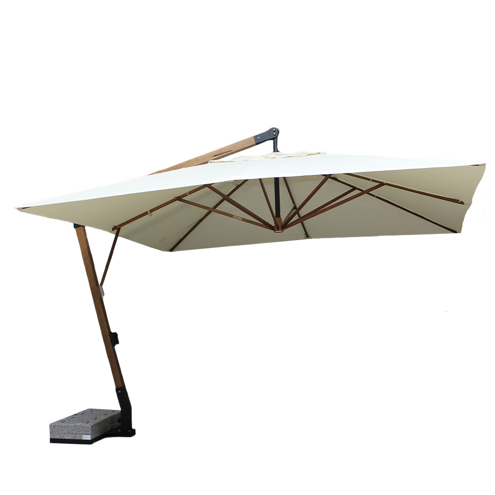 Sombrilla Cuadrada Colgante de Fibra de Vidrio Color Beige de 4x4 m