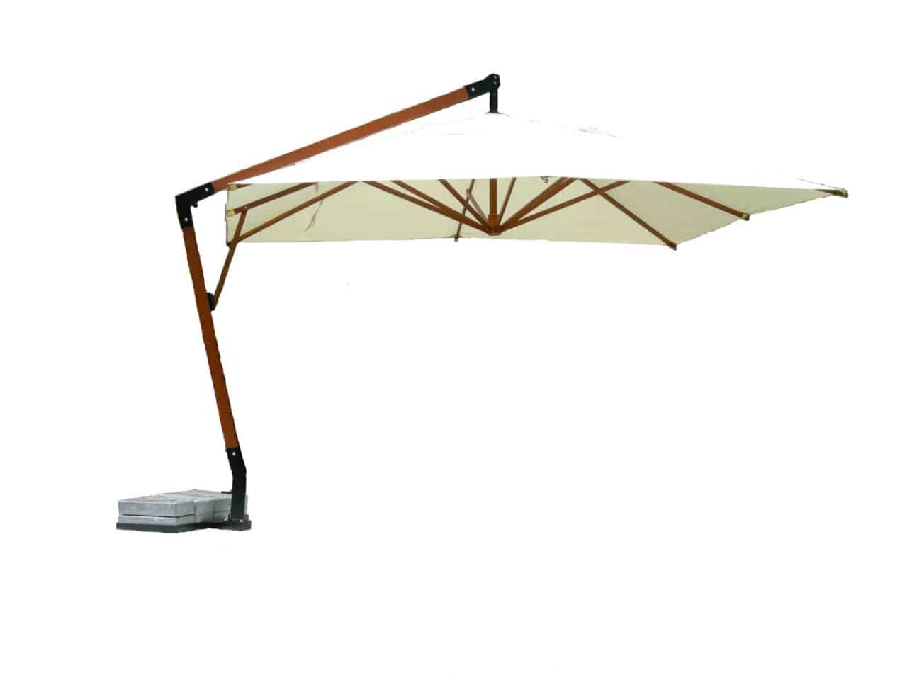 Sombrilla Cuadrada Colgante de Fibra de Vidrio Color Beige de 4x4